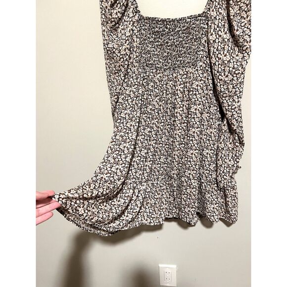 Abercrombie & Fitch Puff Sleeve Ruffle Smocked Mini Dress Women's Size Large - Picture 6 of 11